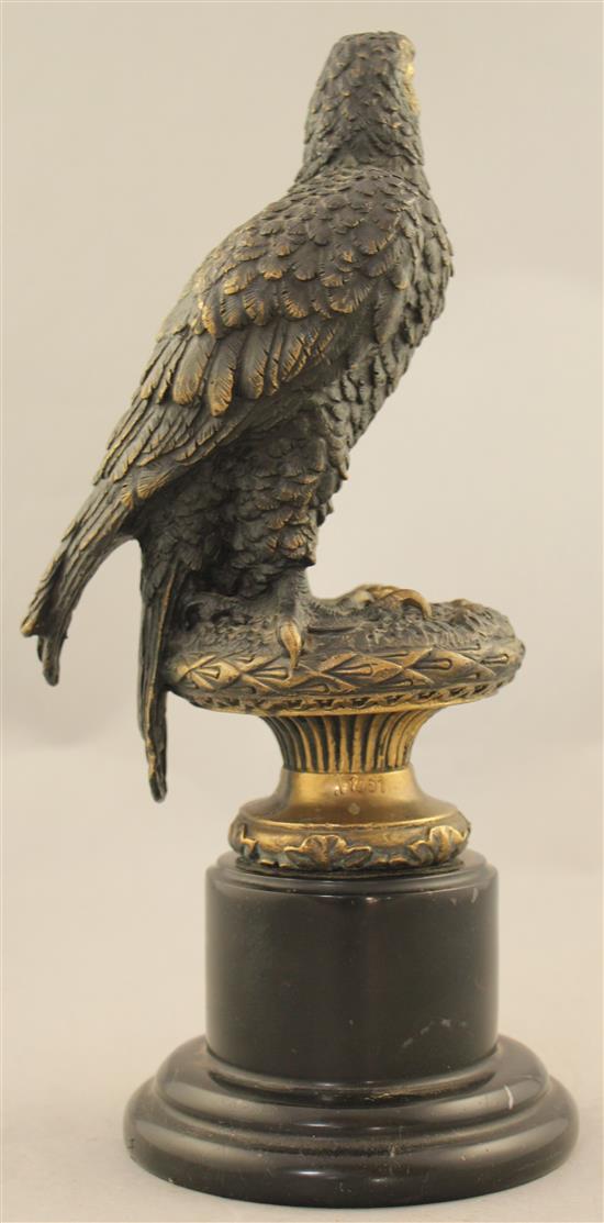After Archibald Thorburn (1860-1935). A patinated bronze model of an eagle, 12.5in.